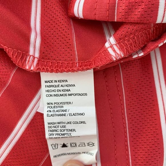 IZOD Golf Polo Shirt Mens Size Medium Red White Striped Stretch Lightweight - Picture 5 of 5